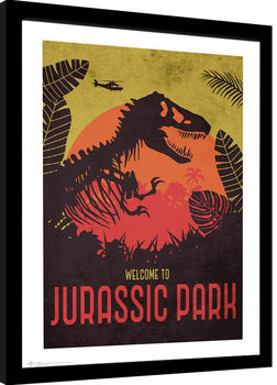 Poster Emoldurado Jurassic Park - Silhouette