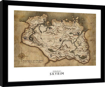 Poster Emoldurado Skyrim - Map