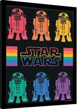 Poster Emoldurado Star Wars Pride - R2D2 Rainbow