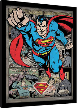 Poster Emoldurado Superman - Comic Montage