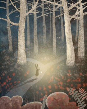 Αυτοκόλλητο Rabbit in the dark forest