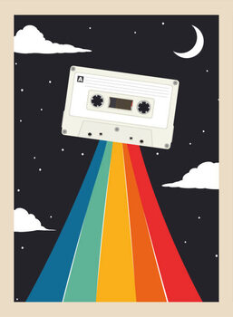 T-paita retro party poster with cassette tape