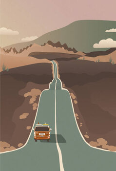 Naljepnica Retro Road Surf Trip Concept, Vector