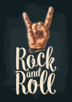 Наклейка Rock and Roll sign. Vector black
