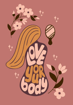Sticker Self-love vintage typographic composition
