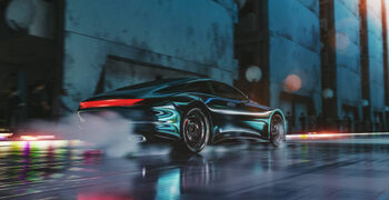 Αυτοκόλλητο Speeding futuristic car