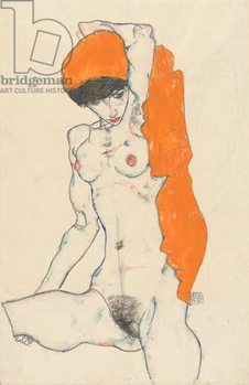 Sticker Standing Nude with Orange Drapery, 1914