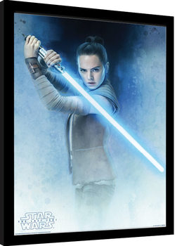 Innrammet plakat Star Wars: Episode 8 The last Jedi - Rey Lightsaber Guard