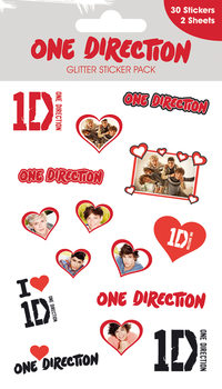 Stickers ONE DIRECTION - hearts with glitter