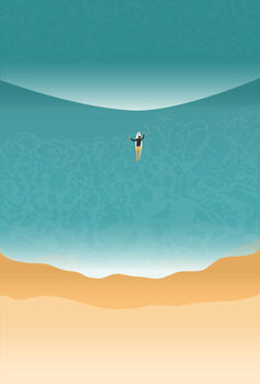 Наклейка Surfer puddle out through the waves