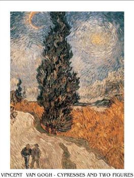Road with Cypress and Star - Country Road in Provence by Night, 1890 Taidejuliste