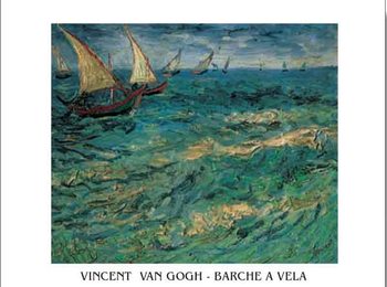 Seascape at Saintes-Maries - Fishing Boats at Sea, 1888 Taidejuliste