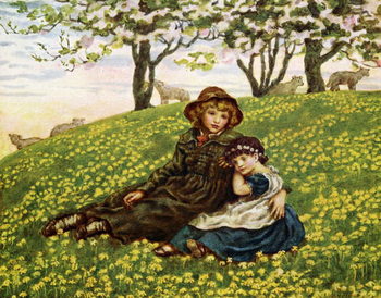 Tela 'Brother and sister'  by Kate Greenaway.
