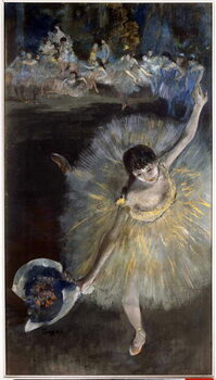 Tela Fin d'arabesque Painting a essence taken from the pastel by Edgar Degas  1877 Sun. 0,67x0,38 m Paris, musee d'Orsay