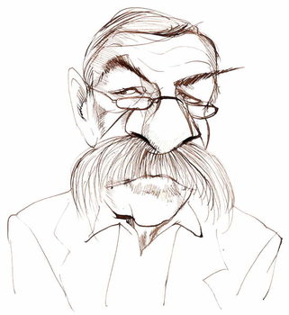 Tela Günter Grass, German novelist, poet, playwright and artist; caricature