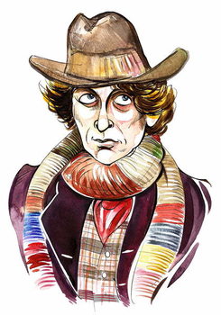 Tela Tom Baker as Doctor Who in BBC television series of same name