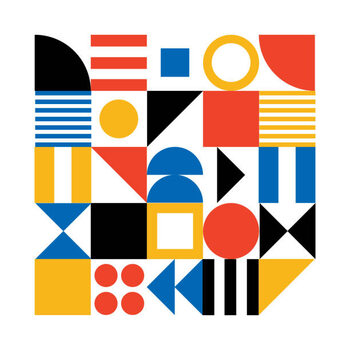 Quadro em tela Abstract Geometric Pattern Artwork. Retro colors