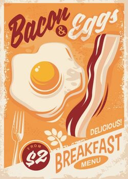 Quadro em tela Bacon and Eggs breakfast menu