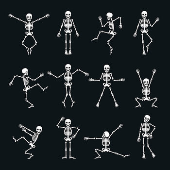 Quadro em tela Funny dancing skeleton set
