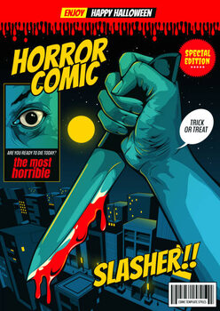 Quadro em tela happy halloween horror comic 63