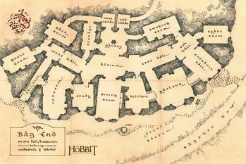 Quadro em tela Hobbit - Bag end map