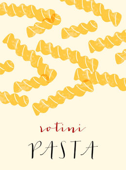 Quadro em tela Rotini Italian pasta. Rotini poster illustration.
