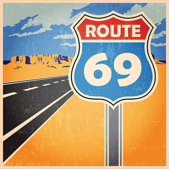Quadro em tela route old poster