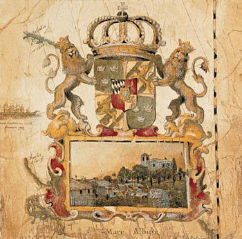 Art Print Terra Nova I - s červenou linkou 27 x 27 cm