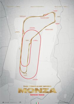 Umetniški tisk Monza Circuit - Track Evolution - The Temple of Speed