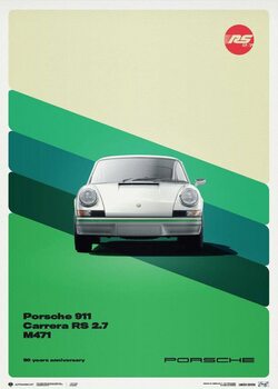 Umetniški tisk Porsche 911 RS - 50th Anniversary - 1973 - White