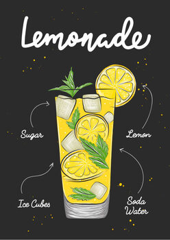 Sticker Vector engraved style Lemonade drink in