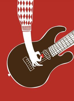 Sticker Vector illustration. A man's hand plays