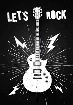 Sticker Vector Illustration Lets Rock Music Print