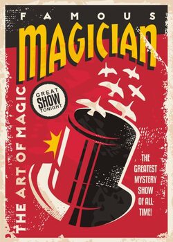 Autocolante Vintage poster for magic performance -