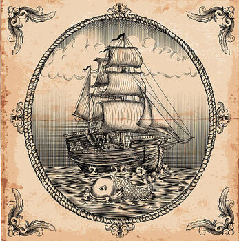 Autocolante vintage sailboat