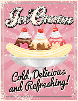 Sticker Vintage Screen Printed Ice Cream Poster