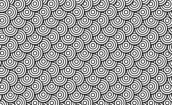 Abstract Modern Circle  Black White Wallpaper Mural
