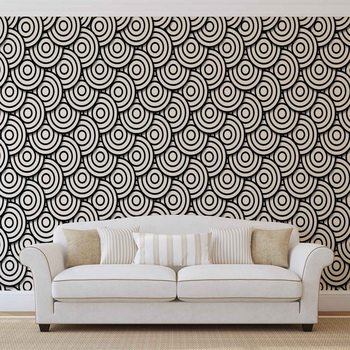 Abstract Modern Circle  Black White Wallpaper Mural