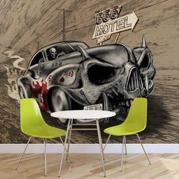 Alchemy Death Hot Rod Car Skull Wallpaper Mural