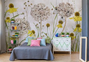 Alliums And Heleniums Wallpaper Mural