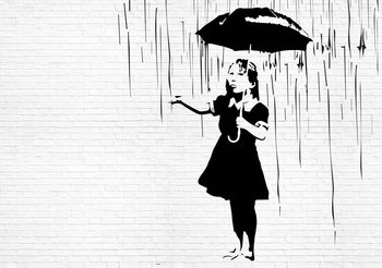 Banksy Graffiti Brick Wall Wallpaper Mural