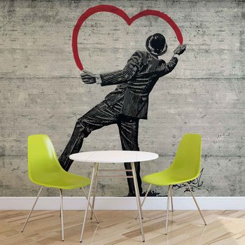 Banksy Graffiti Concrete Wall Wallpaper Mural