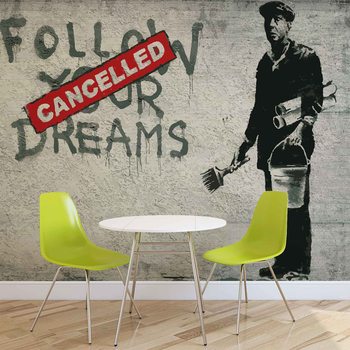 Banksy Graffiti Concrete Wall Wallpaper Mural