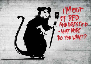Banksy Graffiti Rat Concrete Wall Wallpaper Mural
