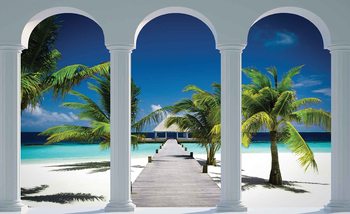 Beach Tropical Paradise Arches Wallpaper Mural