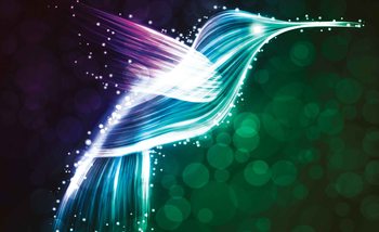 Bird Hummingbird Neon Colours Wallpaper Mural