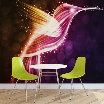 Bird Hummingbird Neon Colours Wallpaper Mural
