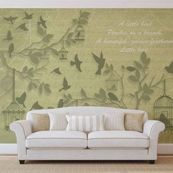 Birds Trees Green Wallpaper Mural