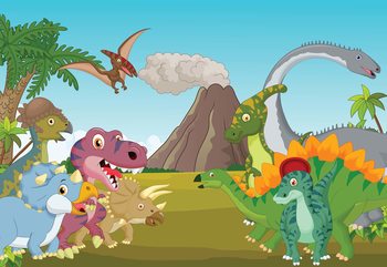 Cartoon Dinosaurs Wallpaper Mural
