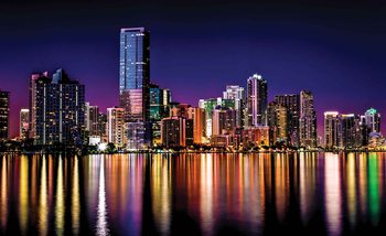 City New York Skyline Night Wallpaper Mural